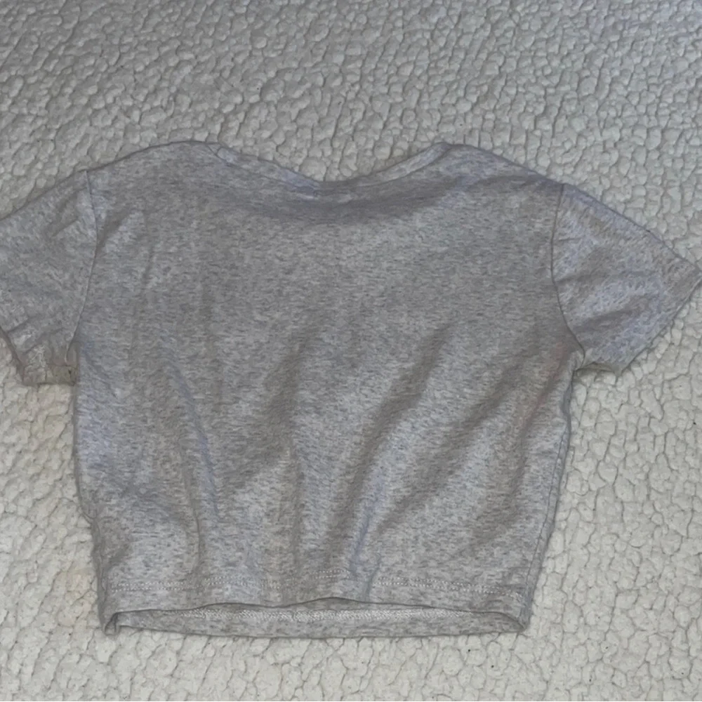 Garage Gray Crop Top with Pink Lettering - Picture 4 of 4